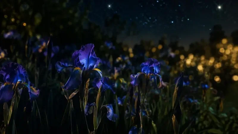 夜空下的鸢尾花田 横版封面